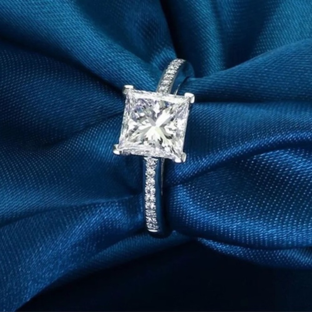 NWT S925 Sterling Silver Princess Cut Ring - Picture 4 of 6